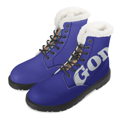 Womens Faux Fur Leather Boots GOD