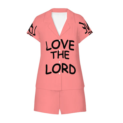 Women's Short-Sleeved Pajamas Set LOVE THE LORD Cotton