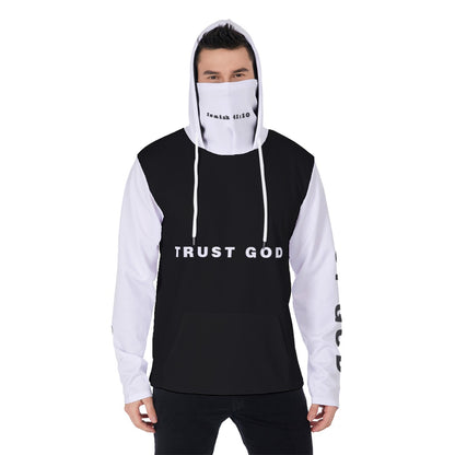 Men's Heavy Fleece Hoodie With Mask BlackWhite