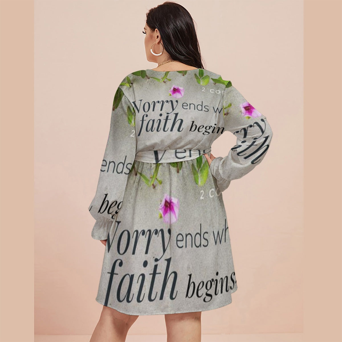 Women's V-neck Dress With Waistband(Plus Size) Faith