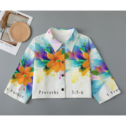 Christian Women's Cropped Jacket | Cotton Proverbs 3