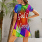 Ladies Loose Geometric Short Sleeve Dress God Is Love