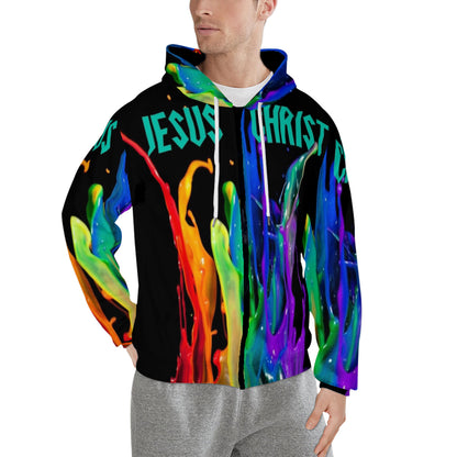 Jesus Christ Men's Hooded Cardigan Sweater | Air Layer Cloth 300