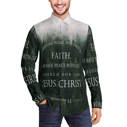 Men's Classic Long-Sleeved Shirt |  Romans 5:1